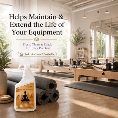 Yoga Mat Cleaner & Deodorizer Spray – Lavender Essential Oil Formula for Yoga Mats, Pilates Reformers & Gym Equipment – Natural No-Residue Workout Mat Cleaner, Non-Toxic Daily Cleaning Spray (32 oz) - size: 32 Fl Oz (Pack of 1)
