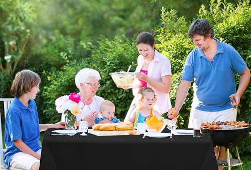 Utopia Kitchen Plastic Table Cloth Disposable [Black, 6 Pack] | Rectangle Tablecloth Waterproof Stain Resistant Party Table Cover - color: Black, size: 54X108 Inch - 6PC