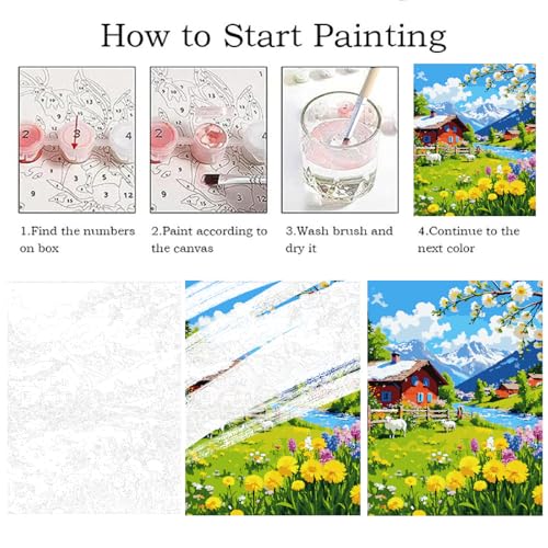 ZRIZQ Mountain Paint by Numbers Kit for Adults Beginner,Landscape,16x20 | Full set with rich paints,wooden brushes,rolled canvas.Calming activity.Beginner friendly.Just open and paint. - color: 16"X20"Rolled Canvas-Landscape 8