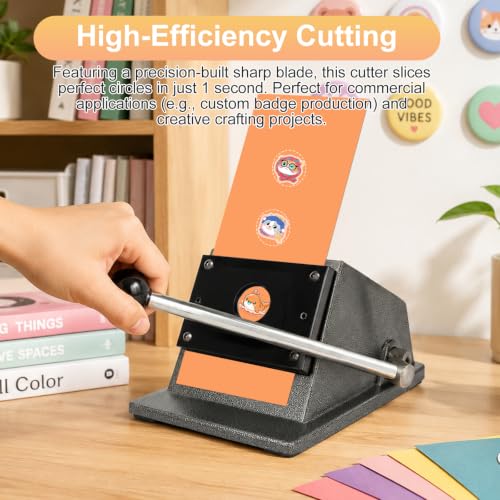 Goldmeet 35mm Circle Punch for 1" Badge, 25mm Button Paper Cutter | Sharp Steel Blade, Heavy-Duty Metal Base, Ergonomic Lever, 300gsm & Thin Leather, for Button Making, Scrapbook, Photo Paper