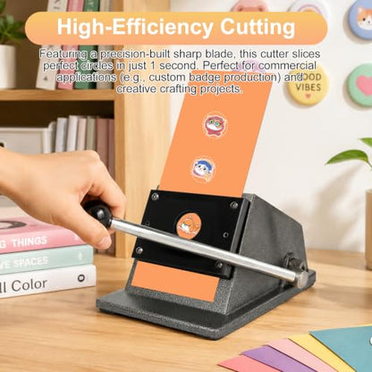 Goldmeet 35mm Circle Punch for 1" Badge, 25mm Button Paper Cutter | Sharp Steel Blade, Heavy-Duty Metal Base, Ergonomic Lever, 300gsm & Thin Leather, for Button Making, Scrapbook, Photo Paper