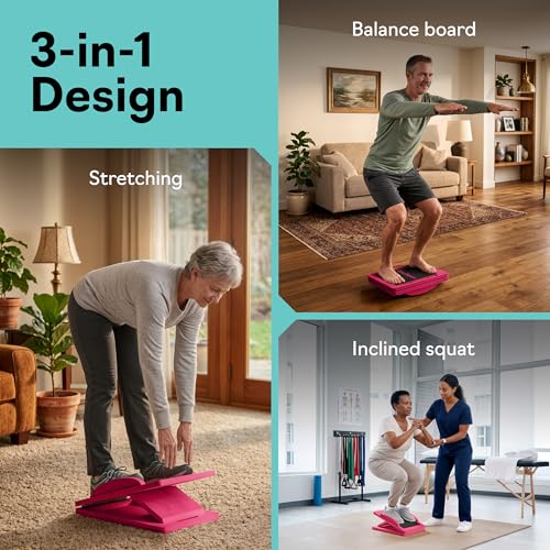 Slant Boards for Exercise, Wooden Slant Board, Calf Stretch Board with 7 Incline Angles, Velour Board, Balance Board & Calf Stretcher, Portable Incline Board for Physical Therapy, Ankle Mobility, Heel & Knees - color: Pink