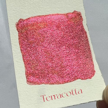Metallic Handmade Watercolor Paint Full Pans Shimmer -Glitter Watercolors Choose Your Color (Terracotta) - color: Terracotta (Full Pan)