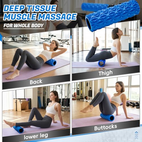 Foam Roller for Deep Tissue Massager High Density Massage Roller | Exercise Patented Roller for Muscle Massage and Myofascial Trigger Point Release Back Roller Improves Mobility (15" Blue) - color: Blue