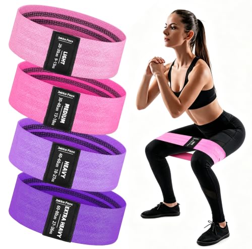 Fabric Resistance Bands,5 Non-Slip Fabric Workout Bands,Booty Bands for Women & Men, Elastic Exercise Bands for Legs, Glutes, Hips & Thighs, Home Fitness & Gym - color: Pink 4-Pack