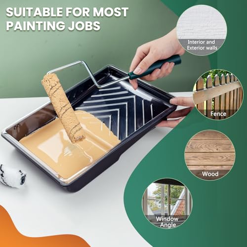 Paint Roller Covers, 100 Pack, 6 Inch, 3/8 Inch Nap | 6 Inch Microfiber Sleeves, 2 Anti-Rust Metal Frames Included, Ideal for Wall & Furniture Painting - size: 6 inch paint roller 100 pack