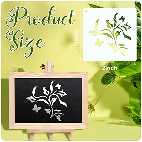 Fainne 100 Pcs 2 Inch Flowers Stencils Small Stencils for Painting | Reusable Craft Stencils, DIY Scrapbook, Wood Wall Fabric Rock Chalkboard Sign Painting, Home Art Decor Projects - style: Flower, Plants