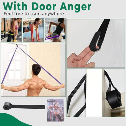Resistance Band Sets with Accessories – 5 Level Pull Up Exercise Bands with Handles, Door Anchor & Carry Bag | Workout Bands for Strength Training, Home Gym & Fitness