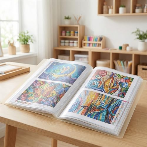 Huacan Diamond Painting Storage Book 30 Pages Portfolio Presentations Folder for 30x40cm Painting - color: Yellow