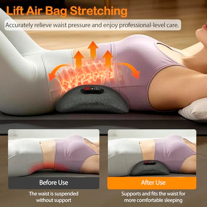 Upgraded Smooth Spine Triple Fusion Back Massager with Heat - Sciatica Pain Relief & Spine Decompression Device, Deep Tissue Massager for Lower Back Pain, Office Chair and Home Use - color: Back