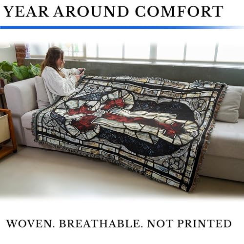 Pure Country Weavers Red Cross Blanket - Religious Gift Tapestry Throw Woven from Cotton - Made in The USA (72x54) - color: Red Cross, size: 72x54