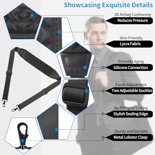 FIEIL 3D Air Cushion Ultra Comfortable Bag Strap, 67" Thicken Shoulder Strap with Double Adjustable Buckles and Metal Hooks, Ideal for Laptop Messenger Bag/Crossbody Bag(Reduced Stress)
