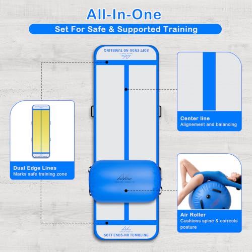 10FT Inflatable Gymnastics Tumbling Mat with 39.3 x 23.6 in Air Roller