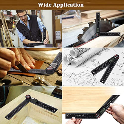 Digital Angle Finder Protractor, Angle Measuring Tool for Woodworking/Carpenter/Construction/Handmade Measurement，Angle Finder Ruler with 7inch/200mm(2 Batteries Included) (Enhanced ABS)