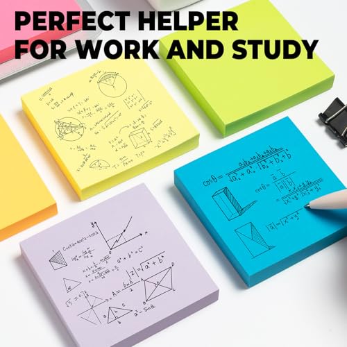 M&G 6 Pads Sticky Notes 3x3 Inch, Self Sticky Notes 6 Bright Colors Easy to Stick Office and School Supplies for Home, Desk, and Notebook Use, 120 Sheets/Pad - style: Bright 6 Colors(720 Sheets)
