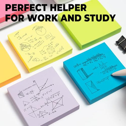M&G 6 Pads Sticky Notes 3x3 Inch, Self Sticky Notes 6 Bright Colors Easy to Stick Office and School Supplies for Home, Desk, and Notebook Use, 120 Sheets/Pad - style: Bright 6 Colors(720 Sheets)