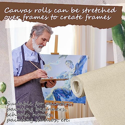 Fuutreo 8 Yard Long x 36" Wide / 63'' Wide Large Canvas Roll 12 oz Cotton Triple Primed Canvas Roll Gesso Artist Painting Backdrop(36" Wide x 8 Yard Long) - size: 36" Wide x 8 Yard Long