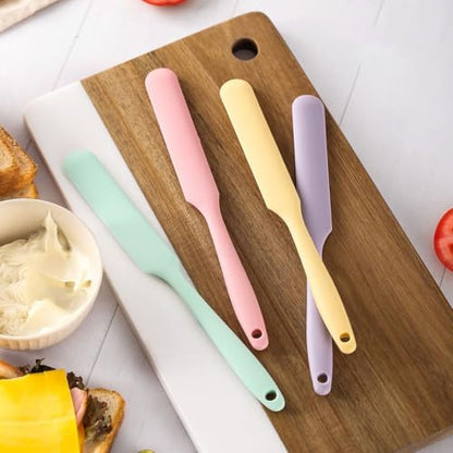 5Pcs Silicone Spatula Set Heat Resistant Cake Cream Butter Spatulas Mixing Batter Scraper Non-Stick Flexible Baking Cooking Tool BPA-Free Multicolor Set of (5colors) - color: Colour mixture