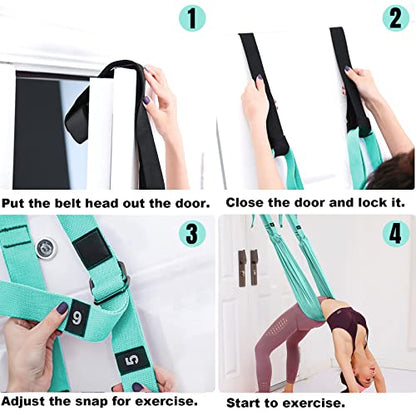 Tchrules Leg Stretcher Strap, Backbend Training Belt with Door Anchor, Flexibility Trainer Stretching Equipment Assist Stretch Strap for Fitness Gymnastics Dance Aerial Yoga Ballet - color: Light Green
