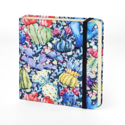 5x5" Sketchbook,Pocket Hardcover Notebooks,Sketch Books for Drawing Writing | 80gsm Blank Paper,96Sheet/192Pages,Cloth Cover,Portable Small Size for Sketching,Diary Memo Planner.Blue Cactus - color: Cloth-Blue Cactus