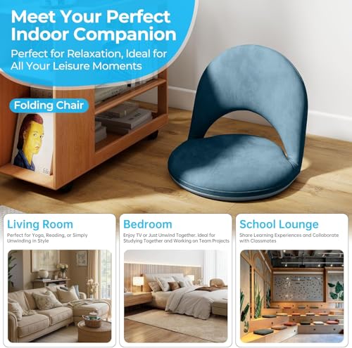 2Pcs Floor Chair with Adjustable Back Support for Kids and Adults - color: Blue-2 Pcs