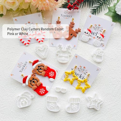 Holiday Theme Polymer Clay Cutters Set – Molds, Clay Cutters for Polymer Clay, Clay Earring Tools - color: I color