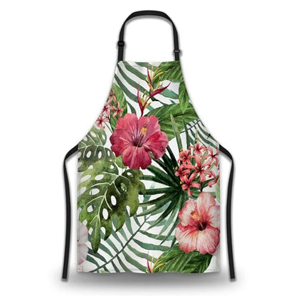 Cooking Apron for Men Watercolor Summer Tropical Flower Women Aprons for Kitchen Restaurant BBQ Painting Crafting Gardening 27” (W) x 31” (H), Waterproof Apron - color: Tropical Flower