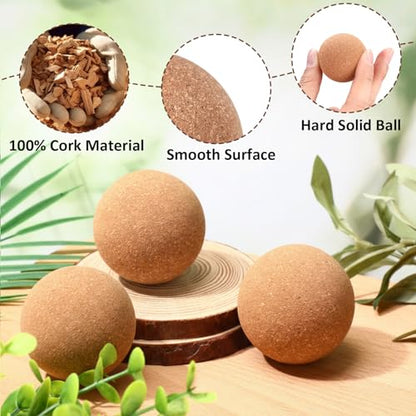 Seenelling 50 Pcs Cork Massage Ball 1.5 Inch Solid Hard Myofascial Release Yoga Ball for Back Foot Neck Pain Therapy Portable Tissue Muscle Release Tool for Home Office Travel - size: 1.5 Inch