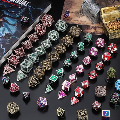 QMAY Mystery Dice Set – 7 Pcs Metal Polyhedral Dice + 1 Pcs Velvet Bag - style: 1 bag Metal Mystery Dice