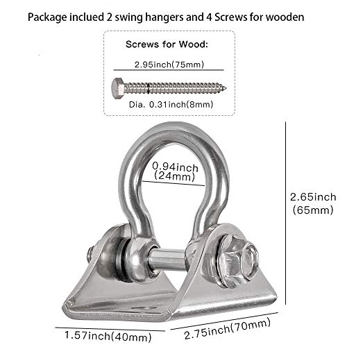 Set of 2 Heavy Duty 180° Swing Hangers, Stainless Steel Swing Hook for Ceiling Wooden Porch Swing Hanging kit Playground Gym Rope Boxing Bag Hammock Chair Yoga Swing Mount 1000 lb Capacity - style: 2 Pack