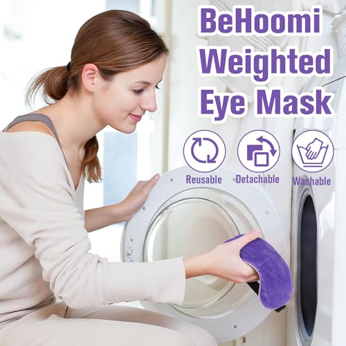 BeHoomi Cooling & Heated Eye Mask, Weighted Eye Mask for Sleeping, Purple - color: Purple