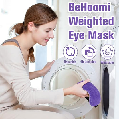 BeHoomi Cooling & Heated Eye Mask, Weighted Eye Mask for Sleeping, Purple - color: Purple