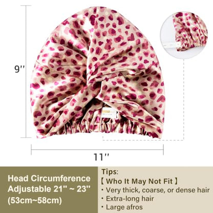 ZIMASILK 22 Momme 100% Pure Silk Bonnet for Sleeping, Leopard Pink/Purple - color: Leopard - Pink/Purple