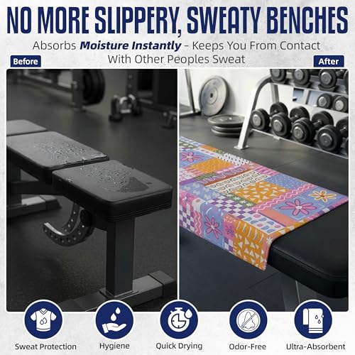 CHEEKY WINX Microfiber Gym Towel – Highly Absorbent Microfiber Sweat Towel, Quick-Dry Lightweight Design, Odour-Resistant Fabric, Matching Carry Bag, Patchwork, Large (120 x 60 cm) - color: Patchwork, size: Large