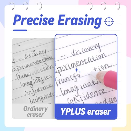 YPLUS Detail Eraser Pencils with Sharpener, Pink, School Supplies, 3 Pcs | Fine Detail Erasing, Sharpener Included, for Sketching, Charcoal Drawings, Pencil Work, and Geometry - color: Pink