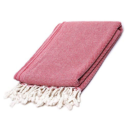 ATANI Turkish Beach Towel, Converts to a Bag, Oversized 100% Cotton Bath Towels Lightweight Quick-Dry Beach Blanket for Travel, Picnic, Camping, Yoga and Pool (Red + Bag, 35 inc x 69 inc) - color: Red + Bag, size: 35 inc x 69 inc