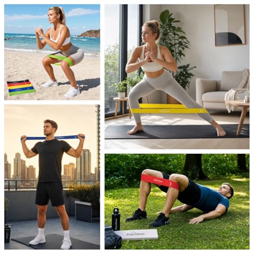 5-Pack Workout Resistance Bands, Elastic Home Gym Equipment | Ideal for strength, stretching, Pilates & yoga. Suits physical therapy, leg/glute/arm training. Practical & multi-use - color: blue