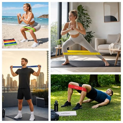 5-Pack Workout Resistance Bands, Elastic Home Gym Equipment | Ideal for strength, stretching, Pilates & yoga. Suits physical therapy, leg/glute/arm training. Practical & multi-use - color: blue