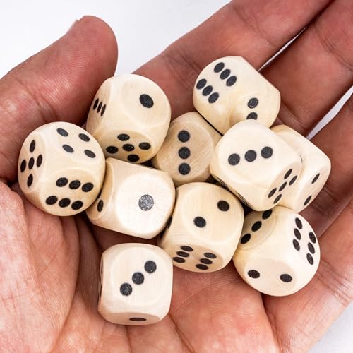 10PCS 16mm D6 Dice Set Wooden 6 Sided Dice for DND RPG Board Games - color: D6-black P