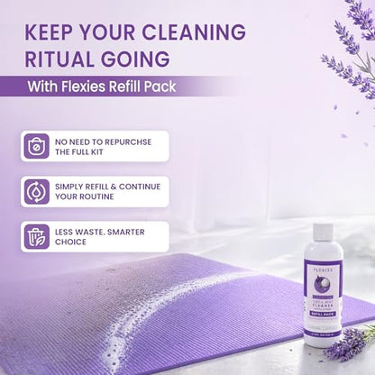 Flexies Foaming Yoga Mat Cleaner Refill Pack | Plant-Based Foaming Spray | Deep Cleans Yoga and Pilates Mats, 6.76 fl oz, Lavender - color: Refill Lavender