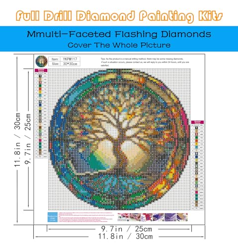 KINPLUB Tree of Life Diamond Painting Kits for Adults Beginners, DIY Full Round Drill 5D Diamond Art Kits, Paint with Diamonds Dots Gem Art, Home Wall Decor 12 x 12 Inch - color: Tree of Life