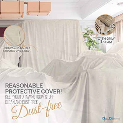 Drop Cloth Cotton Tarp Large Canvas Tarp for Art Supplies, Drop Cloths for Painting Supplies/Paint Canvas Fabric and Furniture Cover from Paint by DIRT DEFENSE (4ftx12ft Pack of 1) - size: 4ft x 12ft Pack of 1