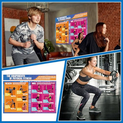 Tinlade Physical Fitness Classroom Poster Set Extra Large 34.5” x 26.5” - style: Physical Training