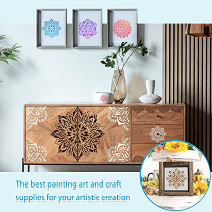 SUNFEEL 22Pack Mandala Craft Stencils – Mandala Templates 6 x 6 in and 3.5 x 3.5 in Reusable Painted Painting Stencils, for Painting On Wood and Canvas, DIY Crafts Andfurniture - style: A-Mandala