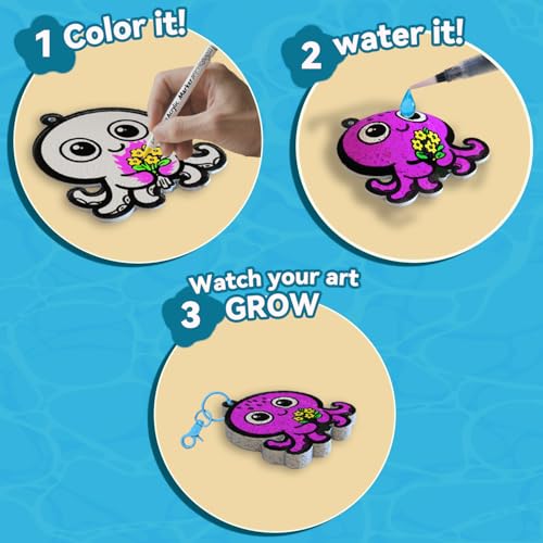 WurLoo Aqua Magic Puffs Paint 3D Art Kit Ocean Panl,Mess-Free Craft for Kids, DIY Color & Inflate Activity, Travel Toys & Creative Gifts for Girls and Boyd Ages 4, 5, 6, 7, 8, 9, 10 - color: Ocean Panl