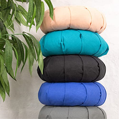 Myga Zafu Yoga Meditation Cushion with Washable Cover - Floor Cushion Pillow with Natural Buckwheat Filling - Soft Round Cotton Design for Meditating or Pranayama Exercises - color: Pink