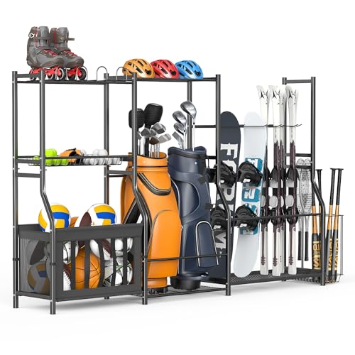 WALMANN Garage Sports Equipment Organizer Stand, Freestanding Ski Rack
