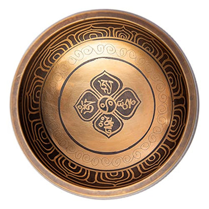 Tibetan Singing Bowl Set - Easy To Play Authentic Handcrafted For Meditation Sound Chakra Yoga Healing 4 Inches By Himalayan Bazaar (Brown and Maroon) - color: Brown - Maroon