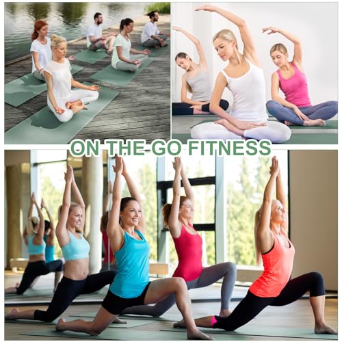 Funtery 3 mm Thin Yoga Mats Bulk, 68 x 24 Inches Lightweight PVC Exercise Mats Non Slip Workout Fitness Pads for Yoga Pilates Stretching Classes Gym Home Studio - color: Matcha Green