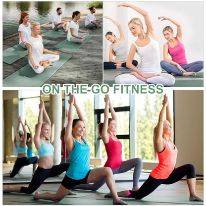 Funtery 3 mm Thin Yoga Mats Bulk, 68 x 24 Inches Lightweight PVC Exercise Mats Non Slip Workout Fitness Pads for Yoga Pilates Stretching Classes Gym Home Studio - color: Matcha Green